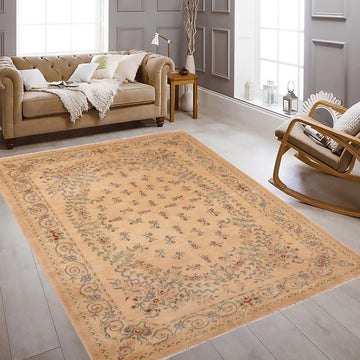 handmade Traditional Kafkaz Chobi Ziegler Tan Green Hand Knotted RECTANGLE 100% WOOL area rug 6 x 9
